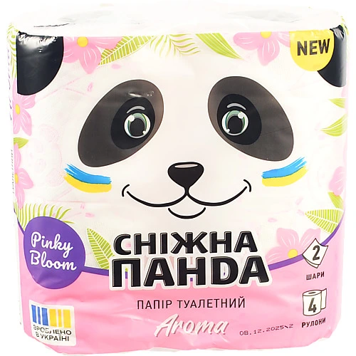 Папір туалетний 2-х шаровий Aroma Сніжна панда 4шт