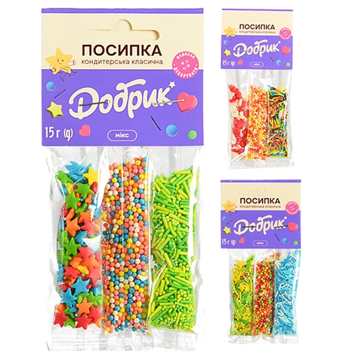 Посипка кондитерська класична Мікс Добрик м/у 15г