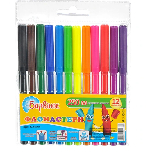 Фломастери Барвінок Смайли 12 кол