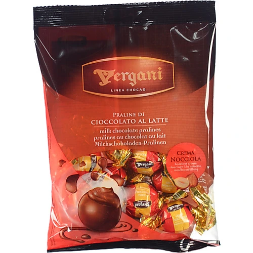 Цукерки Vergani 100г праліне chocao молочний шоколад