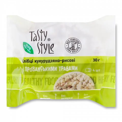 Хлібці Tasty Style 30 г Кукурудзяно-рисові з прованським травами