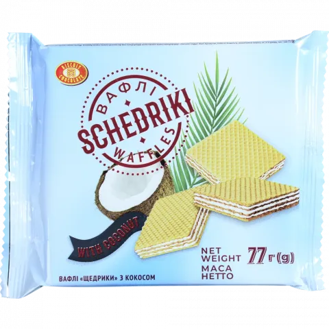 Вафлі Biscuit-Chocolate 77 г Щедрики з кокосом