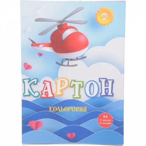 Картон кольор. Тетрада А4 10 арк. 10 кольор.
