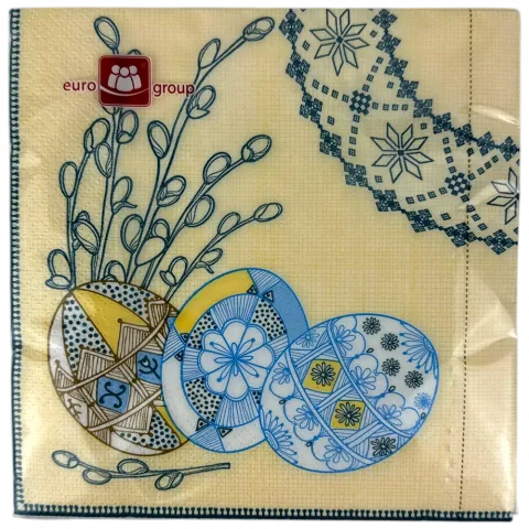 Серветки Єврогруп 18 шт. 3333 3-х ш. Пасх. стильна