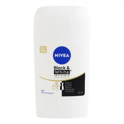 Дезодор Nivea 50 мл стік Чорне та біле, невидимий гладкий шовк