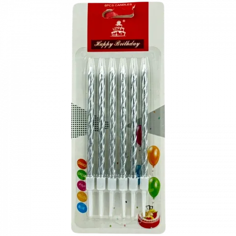 Набір свічок д/т довгих 6 шт металік 6961-2 И650