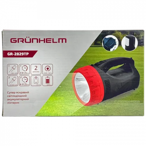 Ліхтар LED Grunhelm акум ручний GR-2829TP 5W+25SMDLED 4000mAh 121275