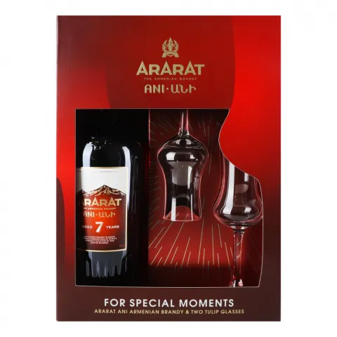 Бренді вірменський Арарат Ані 0,7 л + 2 склянки 40