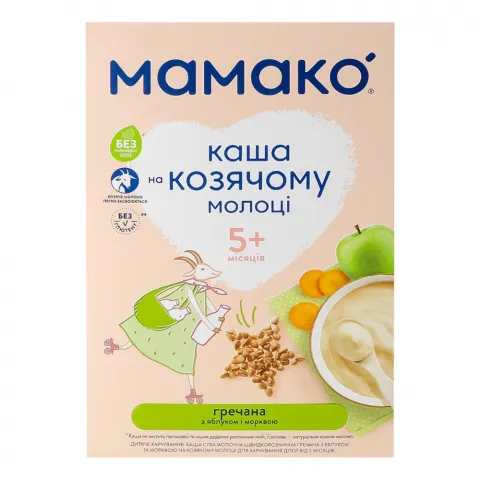 Каша Мамако 200 г греч. з яблуком та морквою на козиному молоці